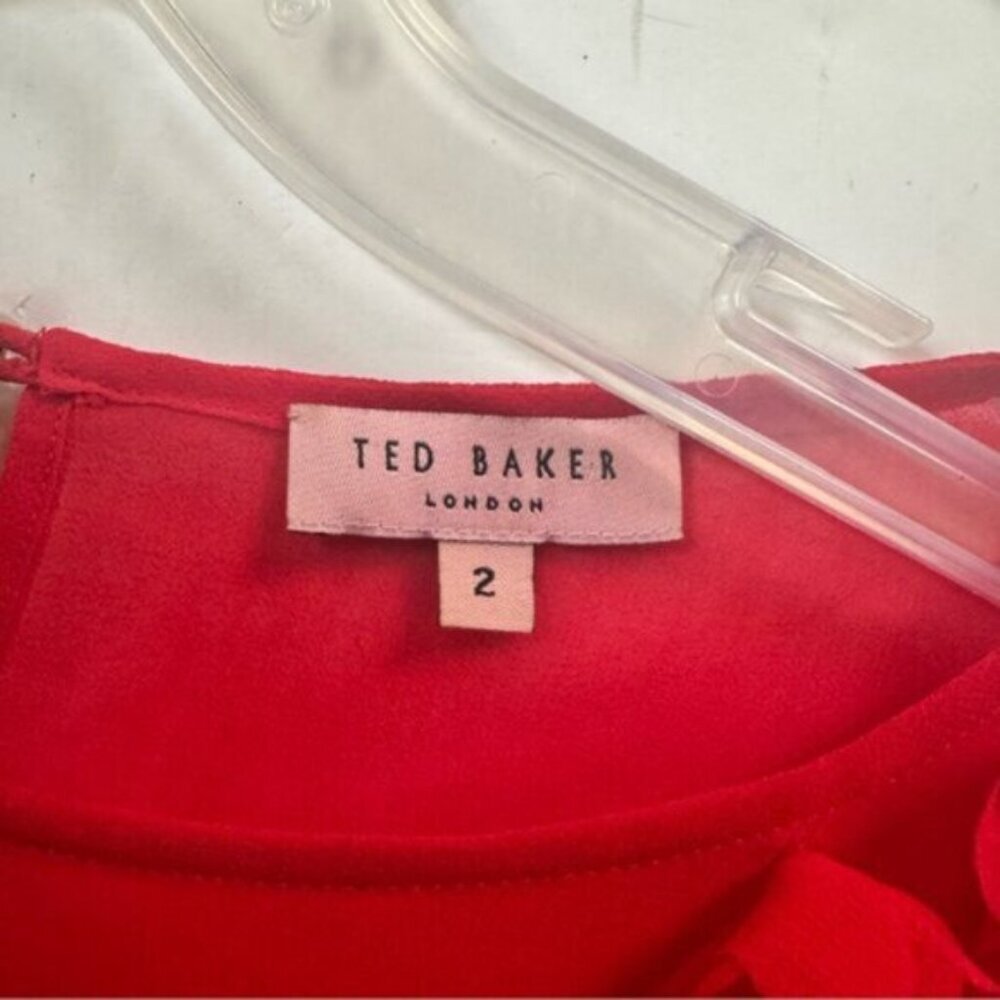 Ted Baker Floral Applique 3D Chiffon Sheer Top Blouse Crew Loose Red Box Fairy S - Picture 11 of 16